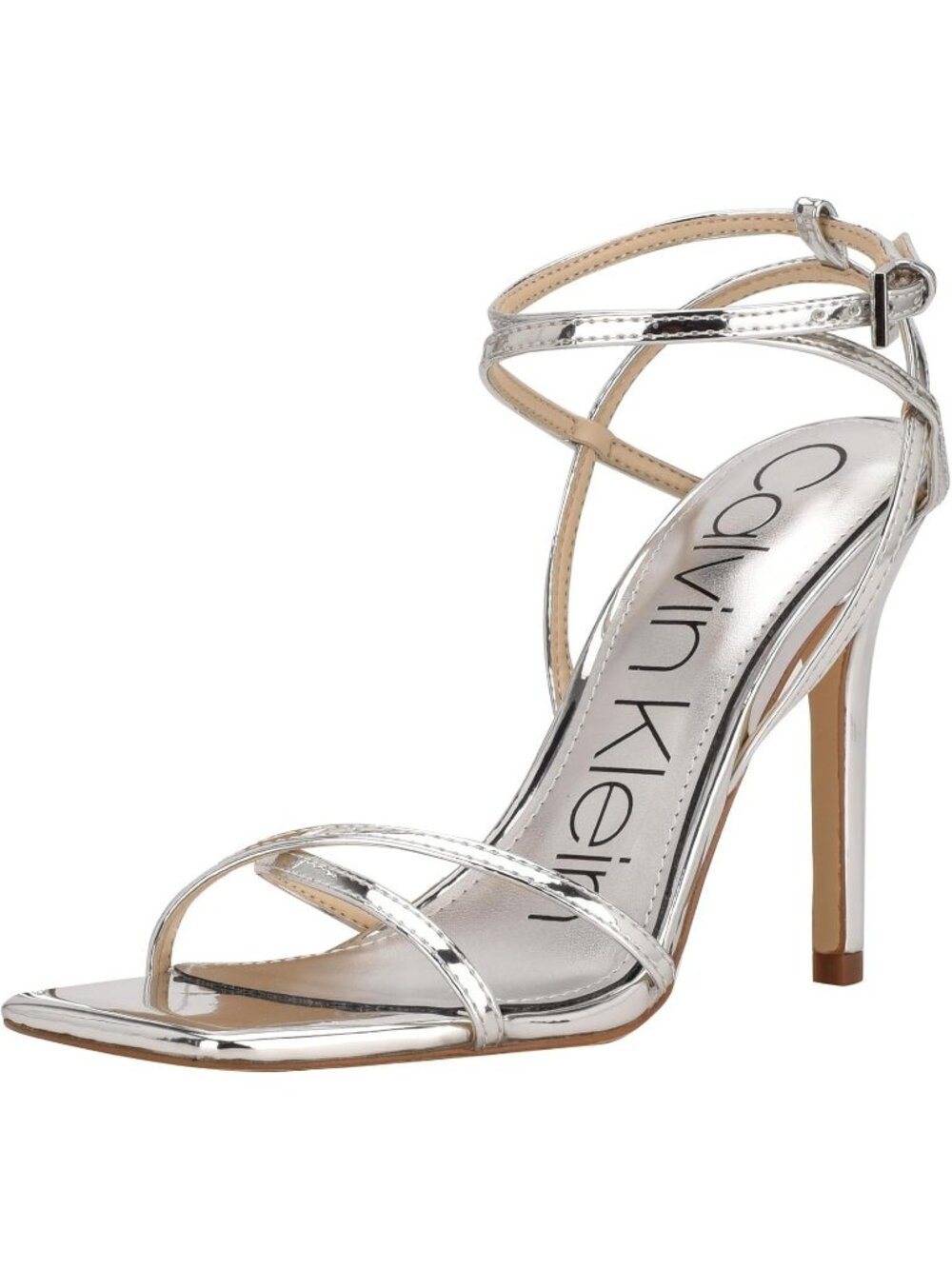 Women's Silver Buckle Closure on Ankle Open Toe Classic Stiletto Heeled Sandals